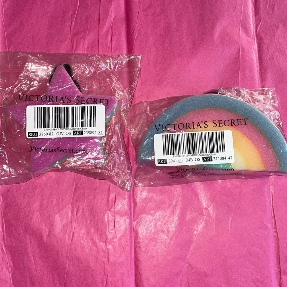 Victoria’s Secret Sponge Scrubbies Star Rainbow VS Sponge Body Sponge Set 🆕 ⭐️
